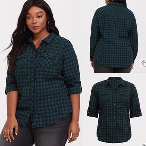 Plaid Twill Camp Shirt